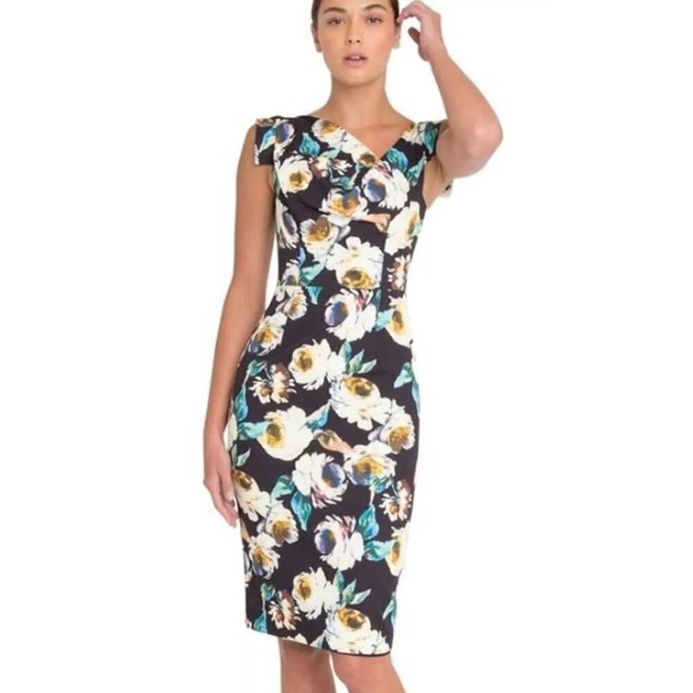 Black Halo Jackie O Sheath Holographic Floral Print
Black Knee Length Dress 6 - Picture 1 of 10